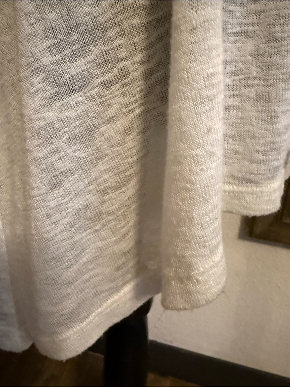 Bobeau Boho Lace Shoulder Slub Knit V-Neck Top White Cream •Size Medium• - Picture 7 of 10